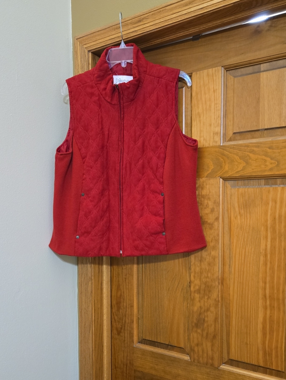 Relativity Red Quilted Zip Front Vest